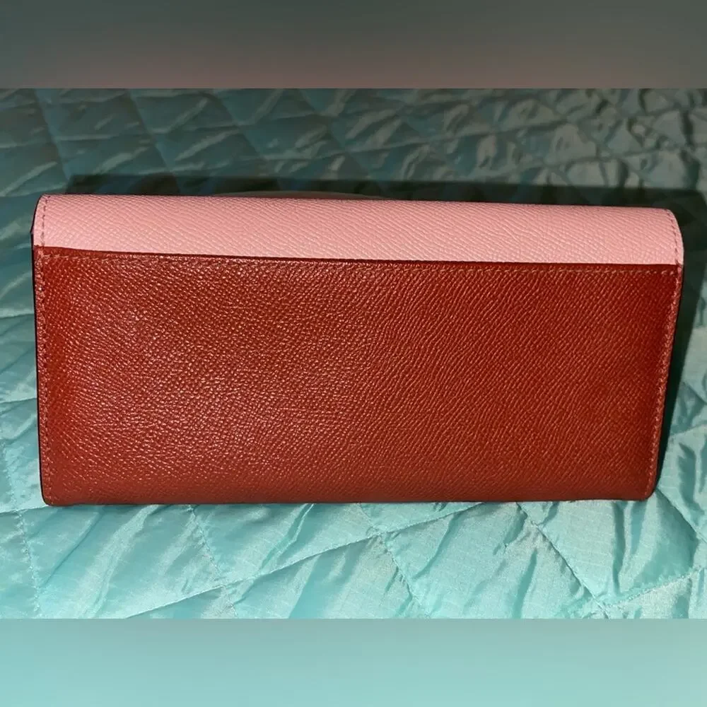 Coach Slim Envelope Wallet F26457 Terracotta Blush Colorblock Crossgrain EUC
